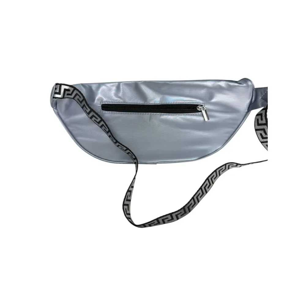 Versace Fragrances Silver Metallic Fanny Pack Belt Bag Sling NEW without Tags